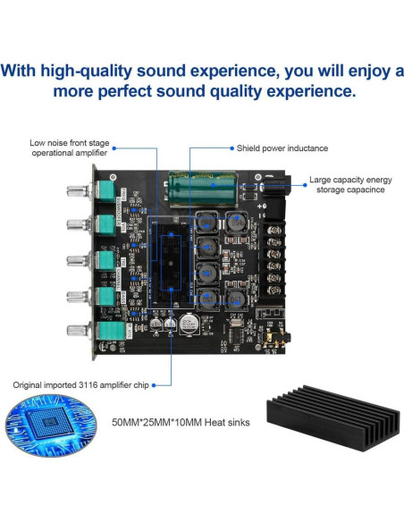 Amplificador de Audio Bluetooth ARRAROWN ZK-TB21 2.1CH 100W