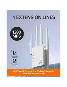 Extensor de WiFi BRG-RQ2, 1295 m, 150+ dispositivos, dual-band 2