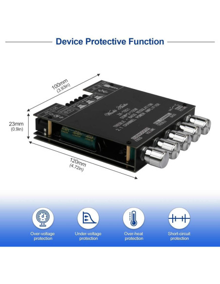 Amplificador de Audio Bluetooth ARRAROWN ZK-TB21 2.1CH 100W