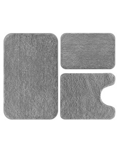 Juego de Alfombrillas de Baño 3 Piezas RUN HELIX Gris Suave