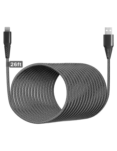 Cable de Cargador Rápido 8M MFi Nylon Trenzado para iPhone