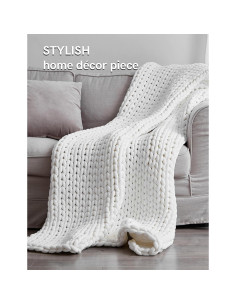 Manta Chunky YnM 101.6x127 cm Blanca, Tejida a Mano, Transpirable 2