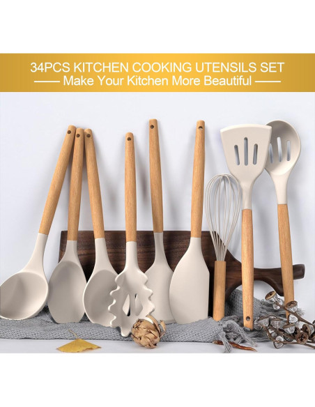 Juego de Utensilios de Cocina de Silicona CACOLES 43 Piezas Juego de Utensilios de Cocina de Silicona CACOLES 43 Piezas