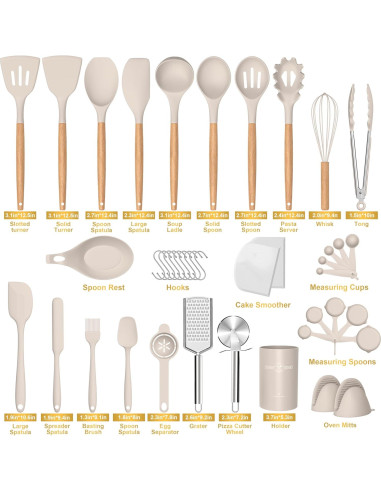 Juego de Utensilios de Cocina de Silicona CACOLES 43 Piezas