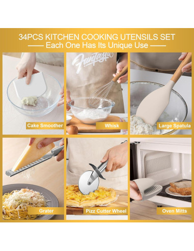 Juego de Utensilios de Cocina de Silicona CACOLES 43 Piezas