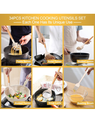 Juego de Utensilios de Cocina de Silicona CACOLES 43 Piezas