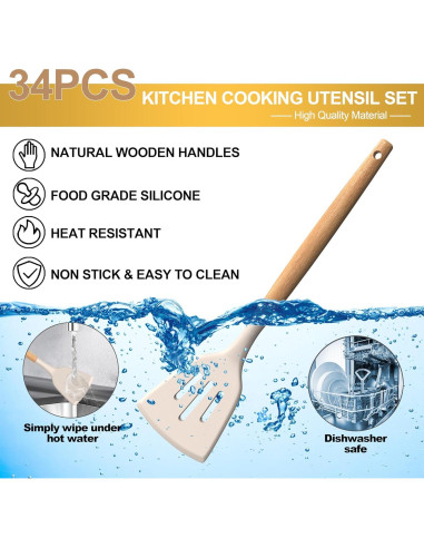 Juego de Utensilios de Cocina de Silicona CACOLES 43 Piezas