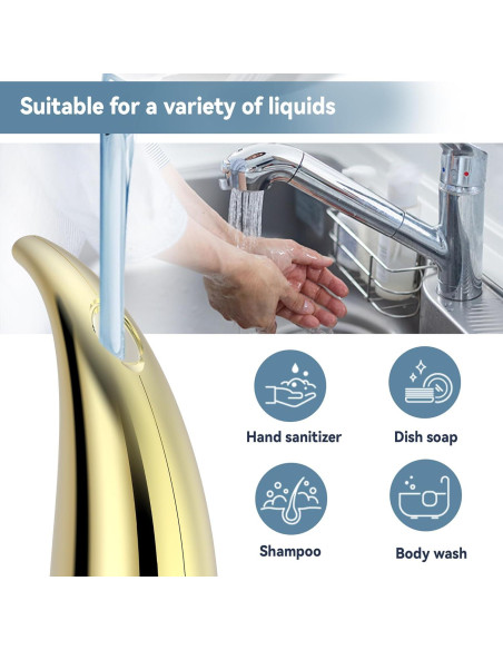 Dispensador Automático de Jabón XZUO Dorado - Sin Contacto, 4 Niveles