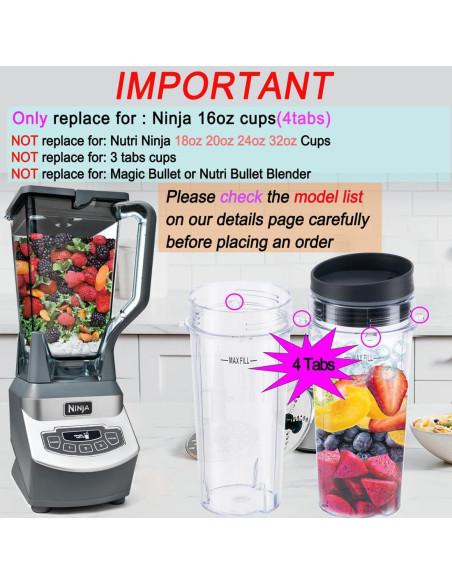 Taza de Repuesto 16oz ABTER para Licuadora Ninja BL660/BL770