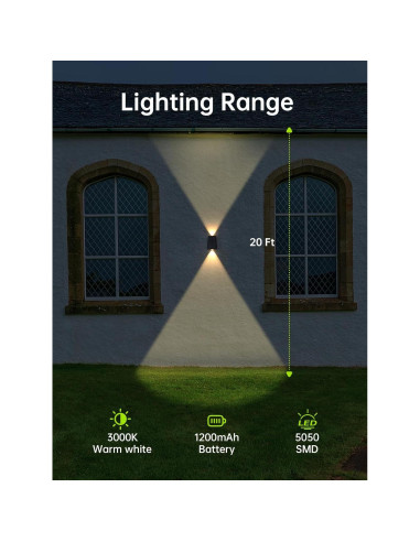 Luces de Pared Solares Mrzxy IP65 2 Paquete para Exteriores
