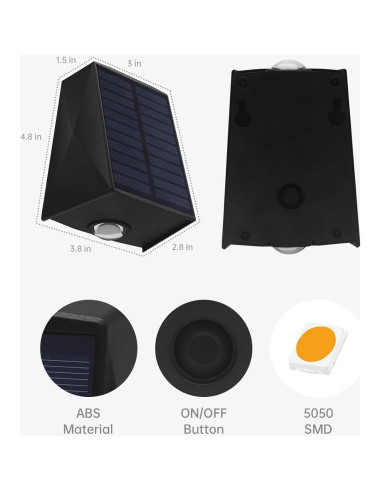 Luces de Pared Solares Mrzxy IP65 2 Paquete para Exteriores