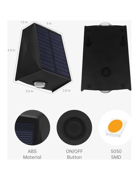 Luces de Pared Solares Mrzxy IP65 2 Paquete para Exteriores