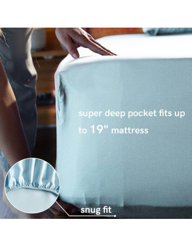 Conjunto de Sábanas Cooling YnM Reina 4 Piezas Rayón Bambú Azul