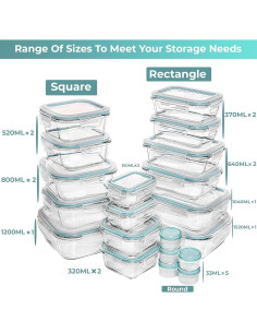Set de 35 Contenedores de Almacenamiento de Vidrio Razab 2
