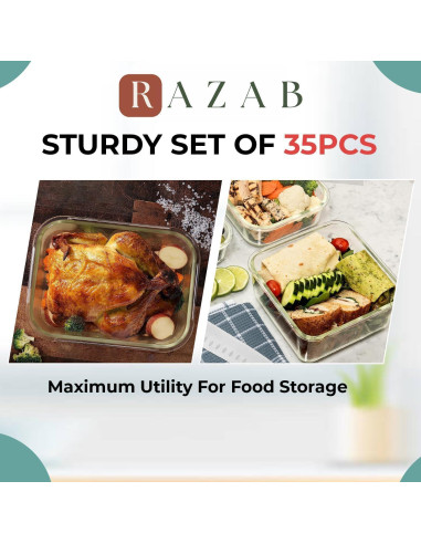 Set de 35 Contenedores de Almacenamiento de Vidrio Razab