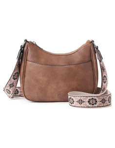 Bolso Cruzado CLUCI de Cuero Vegano para Mujeres - Marrón