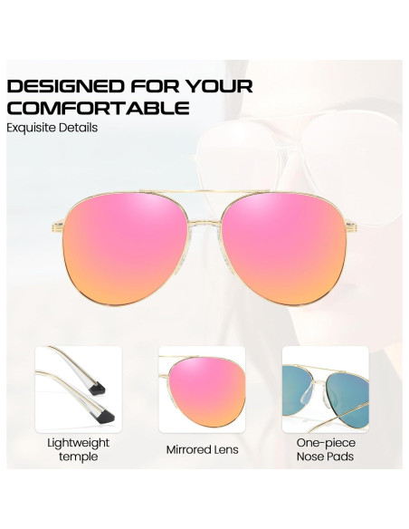 Gafas de sol aviador SODQW Tangle Free polarizadas UV 2025