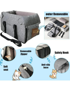 Asiento de perro para consola central Arily 40x25 cm con cinturón 2