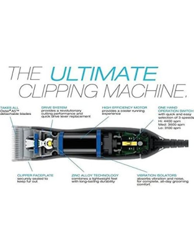 Cortapelos Oster A6 Slim 3 Velocidades con Kit de Peines 10 Pzas