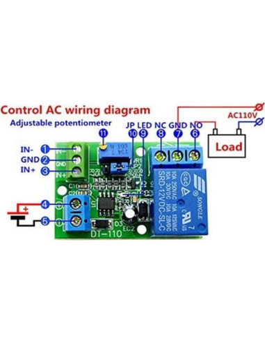 Módulo de Relé Comparador de Voltaje Taidacent LM393 12V