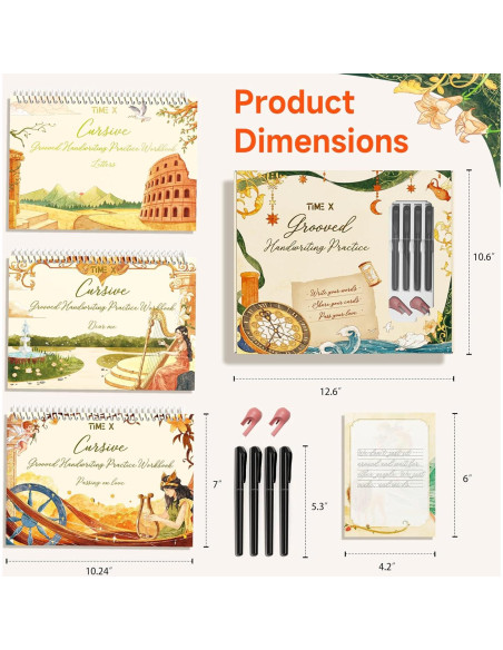 Kit de Caligrafía Cursiva TIME X - 3 Cuadernos Reutilizables