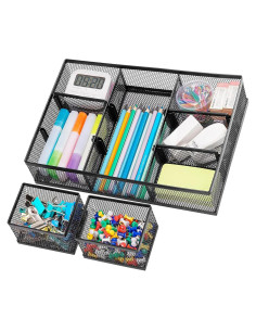 Organizador de Cajón Marbrasse Negro 3 Paquetes Ajustable