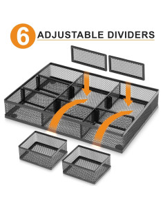 Organizador de Cajón Marbrasse Negro 3 Paquetes Ajustable 2