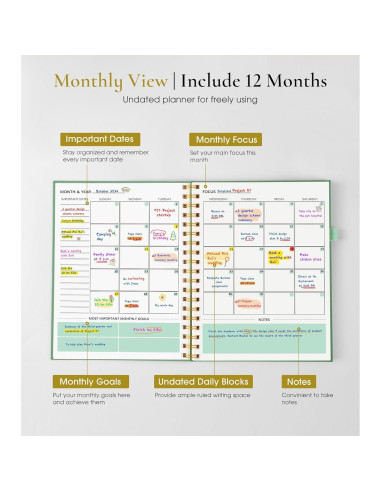 Planificador Semanal y Mensual No Datado FABLSOTH B5 Verde