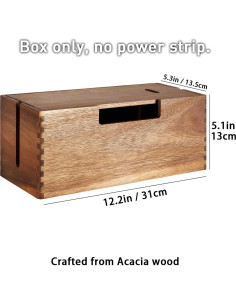 Caja Organizadora de Cables de Madera de Acacia LiTY 30.5x12.7cm 2