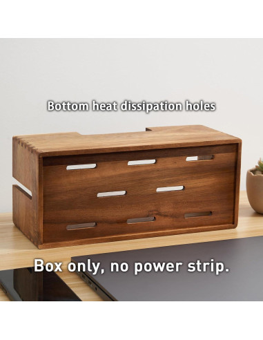Caja Organizadora de Cables de Madera de Acacia LiTY 30.5x12.7cm