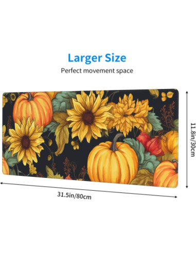 Alfombrilla de Ratón Kelysun XL Calabaza Otoño 80x30cm Antideslizante