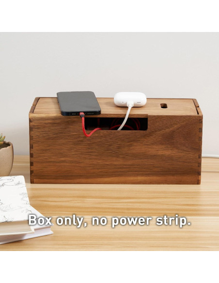 Caja Organizadora de Cables de Madera de Acacia LiTY 30.5x12.7cm