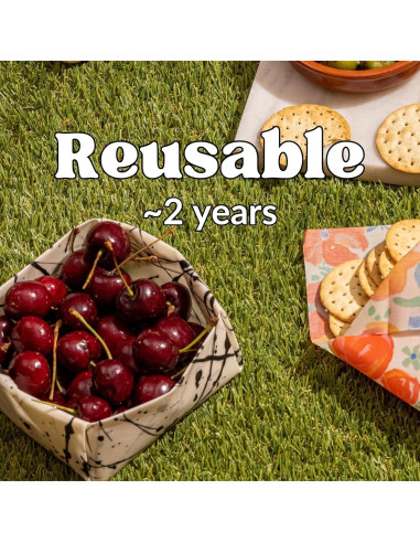 Bee Kind Envoltura de Cera de Abeja - 3 Pzas (Pequeña, Mediana, Grande) - Hecho a Mano