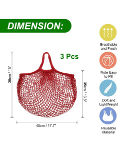 Bolsas de Almacenamiento de Malla Reutilizables uxcell - 5 Piezas 2