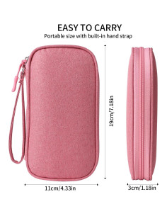Organizador de Cables KINMINGZHU Rosa - Estuche de Viaje 19x11 cm 2