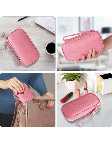 Organizador de Cables KINMINGZHU Rosa - Estuche de Viaje 19x11 cm