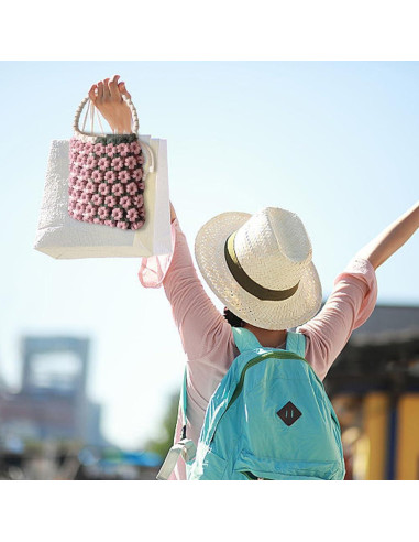 Kit de Bolsa de Macramé DIY BEUNITONE Boho Floral Rosa