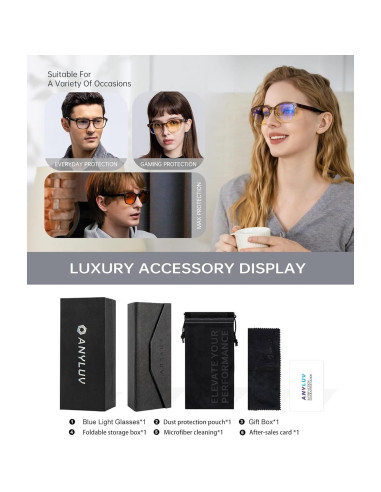 Gafas de Luz Azul ANYLUV 155 para Hombres y Mujeres - Anti Fatiga Visual