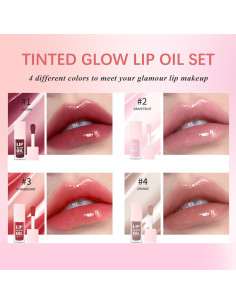Set de Aceite Labial Brillante Hunan Shimei 4 Colores Hidratante 2