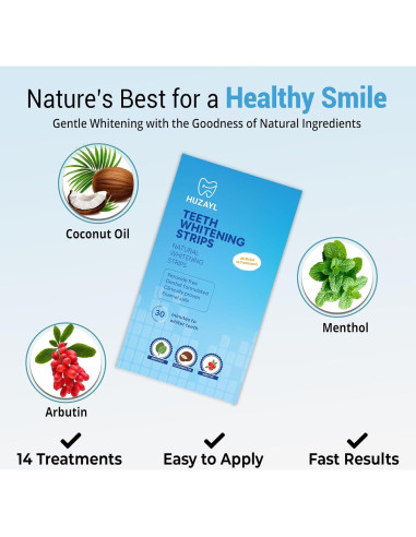 Tiras Blanqueadoras de Dientes Huzayl - 28 Tiras, Sin Peróxido