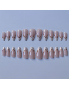 Uñas Postizas Estileto MISUD 24 pcs con Pegamento Punta Francesa 2