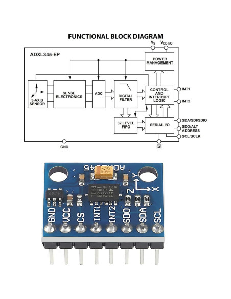 Módulo Sensor Acelerómetro GY-291 ADXL345 3 Ejes I2C/SPI