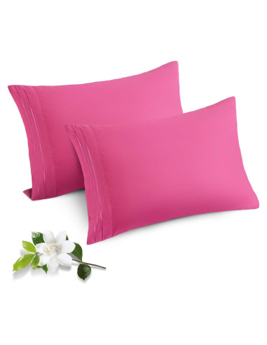 Funda de Almohada Microfibra Horbaunal 2 Pack Estándar Rosa Fucsia