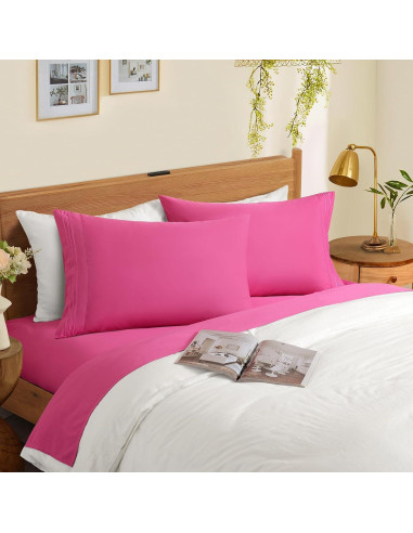 Funda de Almohada Microfibra Horbaunal 2 Pack Estándar Rosa Fucsia