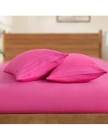 Funda de Almohada Microfibra Horbaunal 2 Pack Estándar Rosa Fucsia