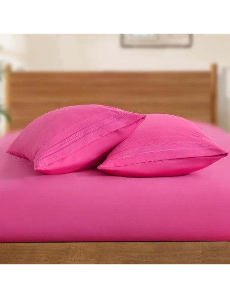 Funda de Almohada Microfibra Horbaunal 2 Pack Estándar Rosa Fucsia