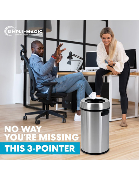 Basurero Abierto Simpli-Magic 65L Acero Inoxidable Comercial