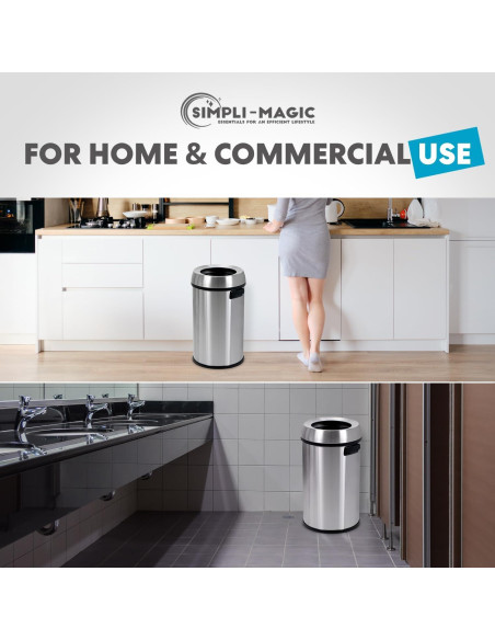 Basurero Abierto Simpli-Magic 65L Acero Inoxidable Comercial