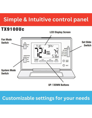 Termostato Programable 7 Días LUX LTX9100U Digital 24V