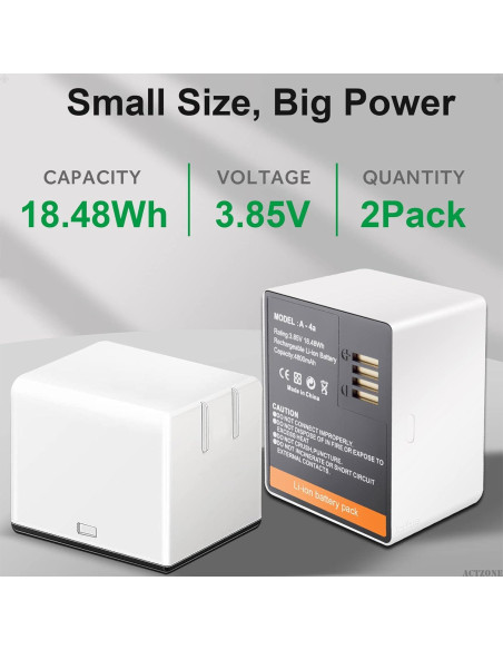 2 Baterías Recargables 4800mAh + Cargador Doble LCD ActZone